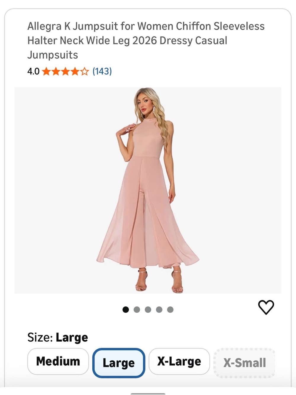 Allegra K Blush Pink Halter Neck Wide-Leg Jumpsuit